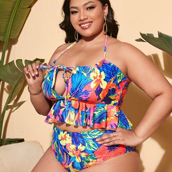 SHEIN Other - New Shein Vibrant Floral Print Two-Piece Bikini Set
